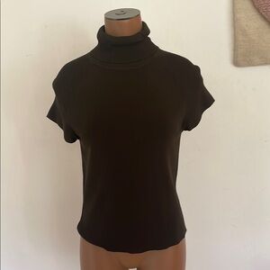 Dark army green Turtleneck Short Sleeve Top